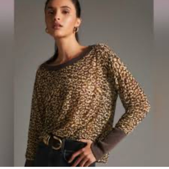 Pilcro Brown Leopard Print Blouse - Picture 1 of 8